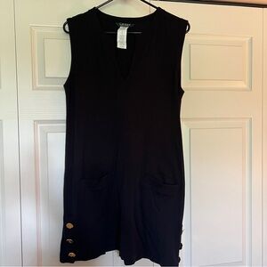 Ralph lauren Black Sleeveless Dress with Gold Button Accents size medium